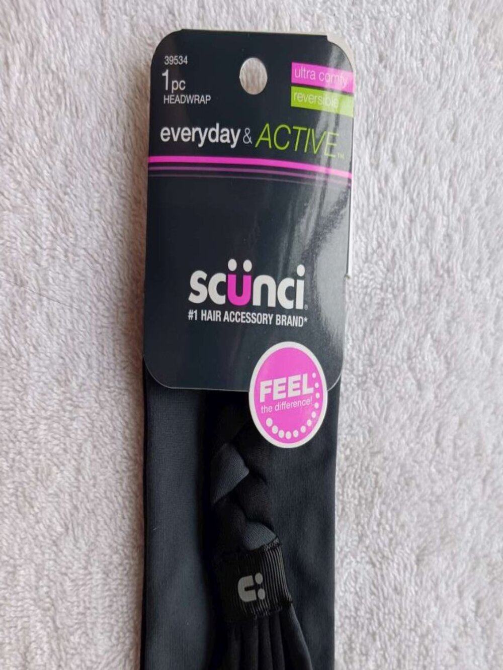 Scunci Everyday & Active Black Gray Braided Headwrap Wide Soft Fabric Head Band